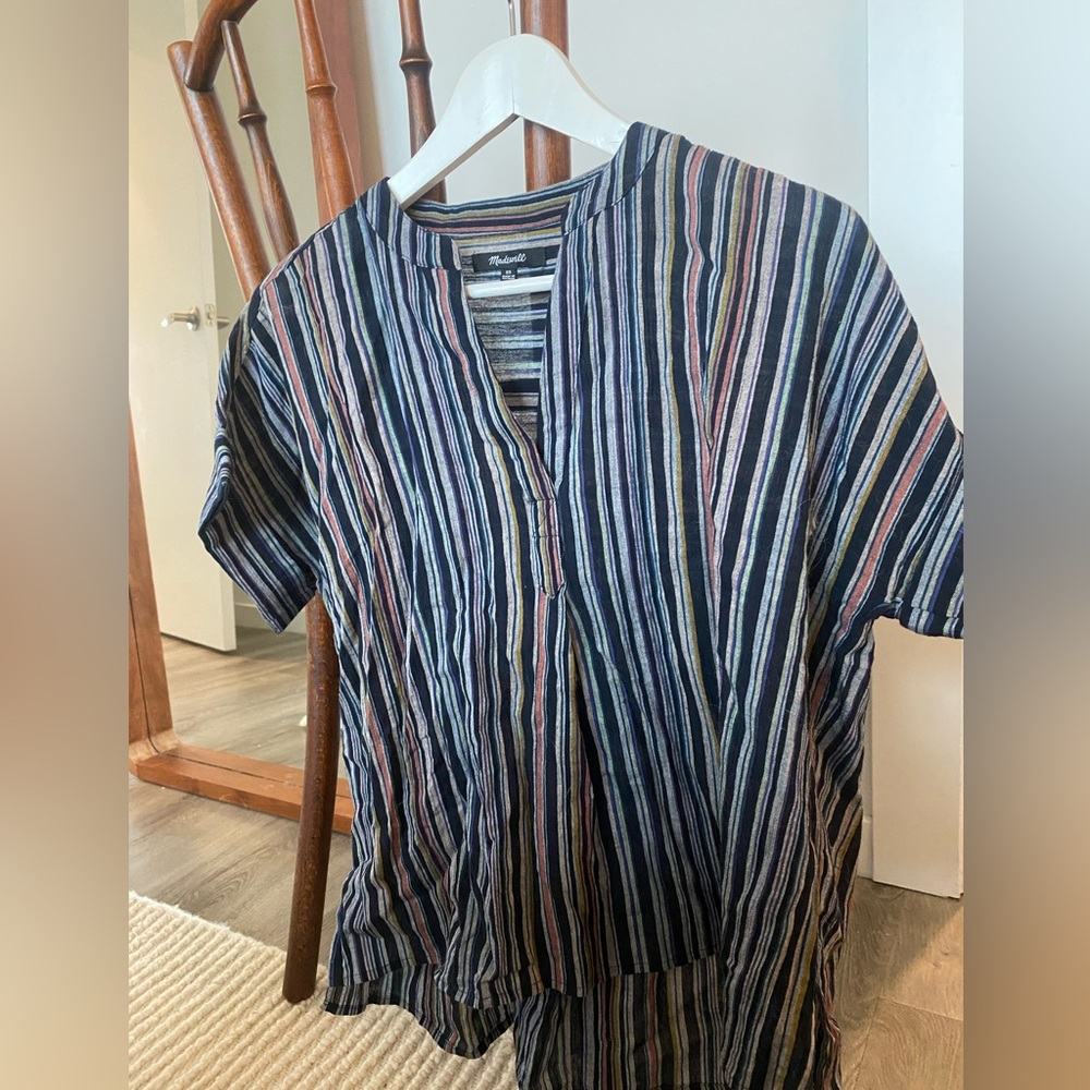 Madewell striped poplin top, size XS